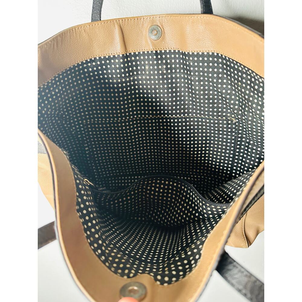 KATE SPADE Beige Tan Black Top Handle Tote Bow Detail Shoulder Bag - Picture 9 of 11
